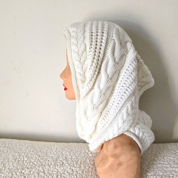 Winter White Cable Knit Infinity Scarf - Picture 3 of 10